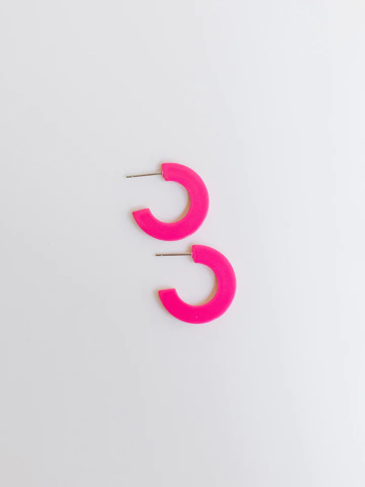 Small Classic Acrylic Hoops Hot Pink
