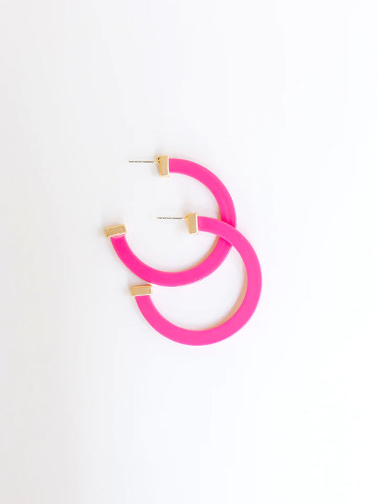 Large Classic Acrylic Hoops Hot Pink