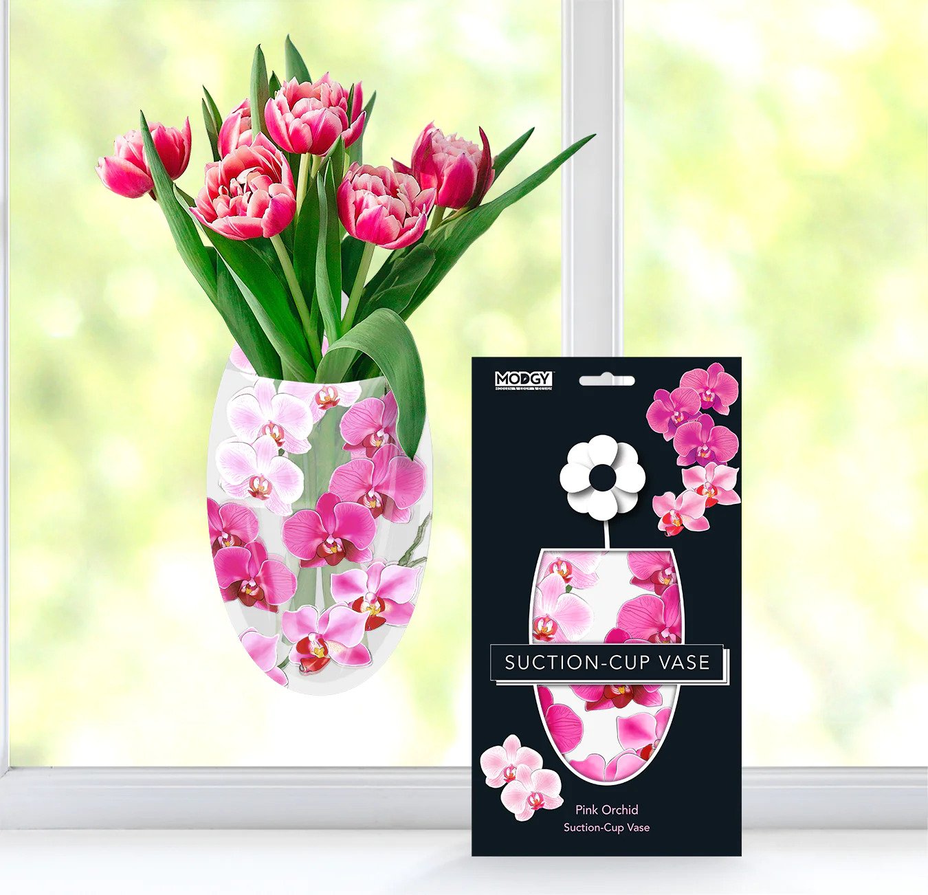Large Suction Vase- Pink Orchid